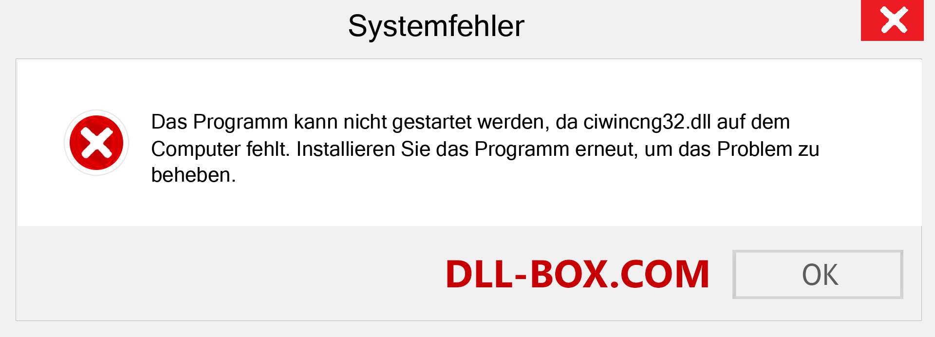 ciwincng32.dll-Datei fehlt?. Download für Windows 7, 8, 10 - Fix ciwincng32 dll Missing Error unter Windows, Fotos, Bildern